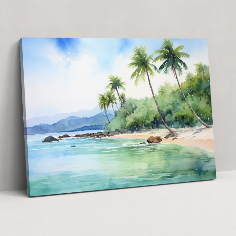 Tropisches Strand Leinwandbild - Ruhevolles Paradies - Wanddekoration Tropisches Paradies