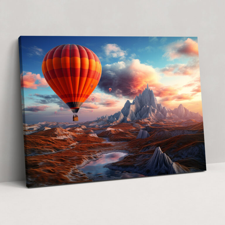 Leinwandbild Reise - Surreales Wandkunstwerk mit Heißluftballon - Reise Wanddekoration Nervenkitzel Wandkunst