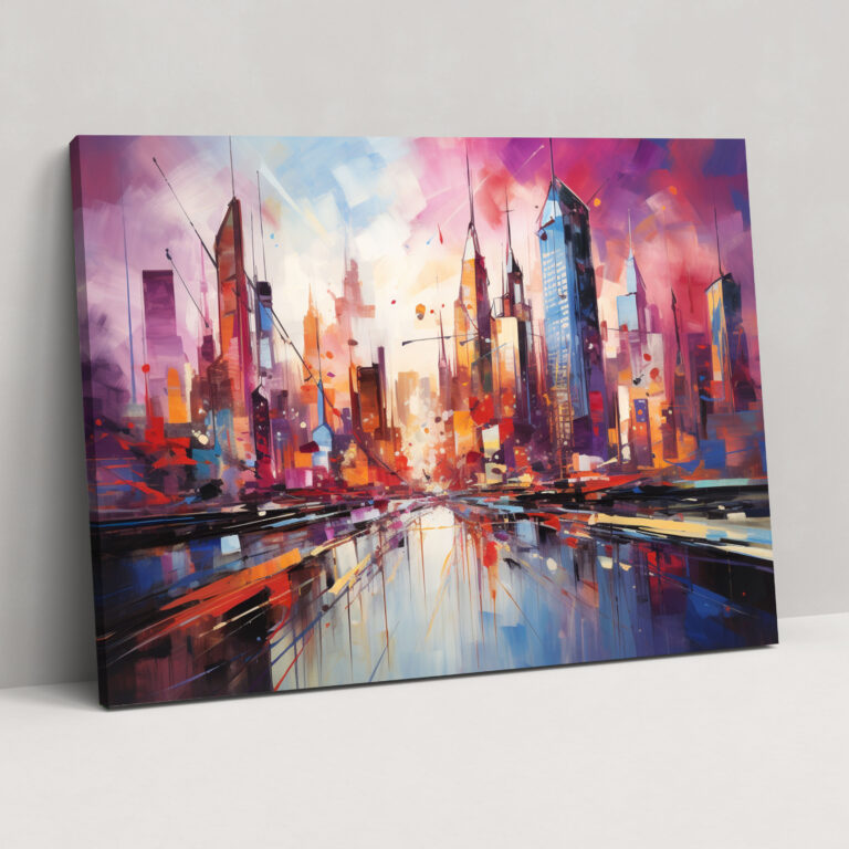 Leinwandbild Stadtbild - Wandkunst - Reise Sonnenuntergang Leinwandkunst Abstrakte Malerei