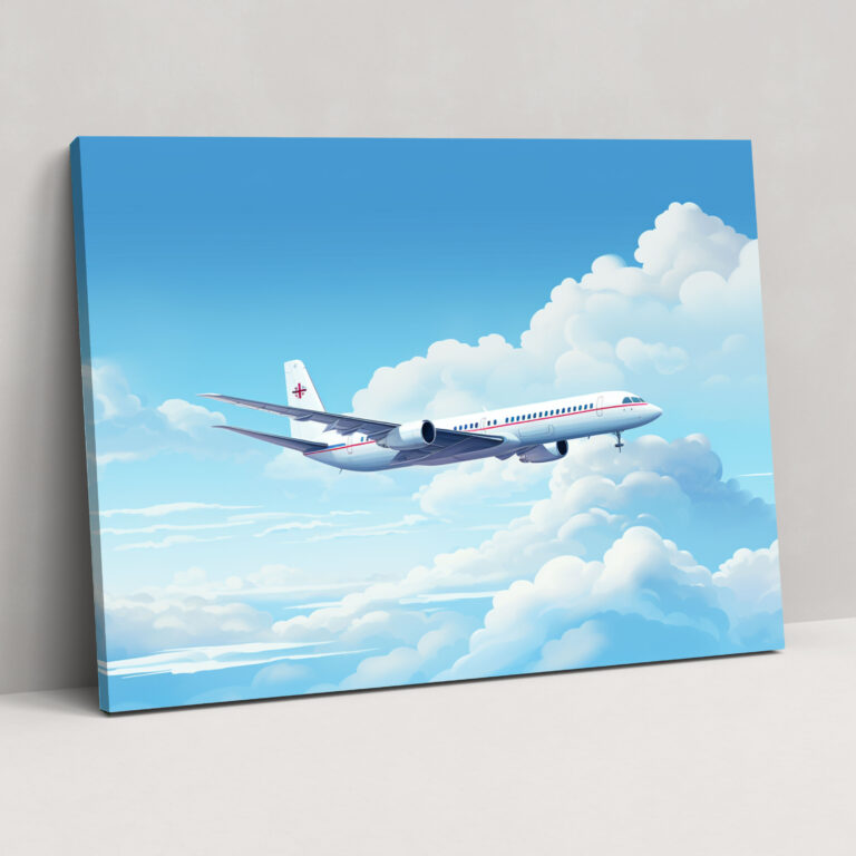 Reise Wanddekoration - Flugzeug Leinwandbild - Minimalistisches Reisedesign