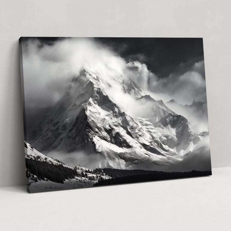 Reisewandkunst - Berglandschaft Leinwandbild - Reise schneebedeckte Gipfel Wohnkultur