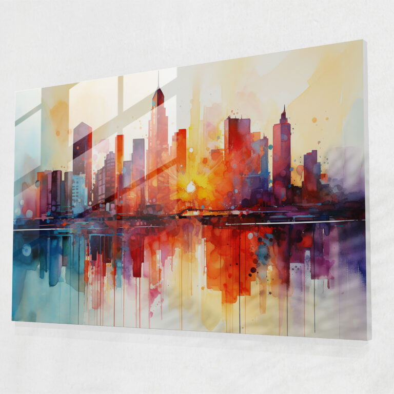 Glasbild Reise - Reise Glas Wandkunst Abstraktes Aquarellgemälde Moderne Kunst