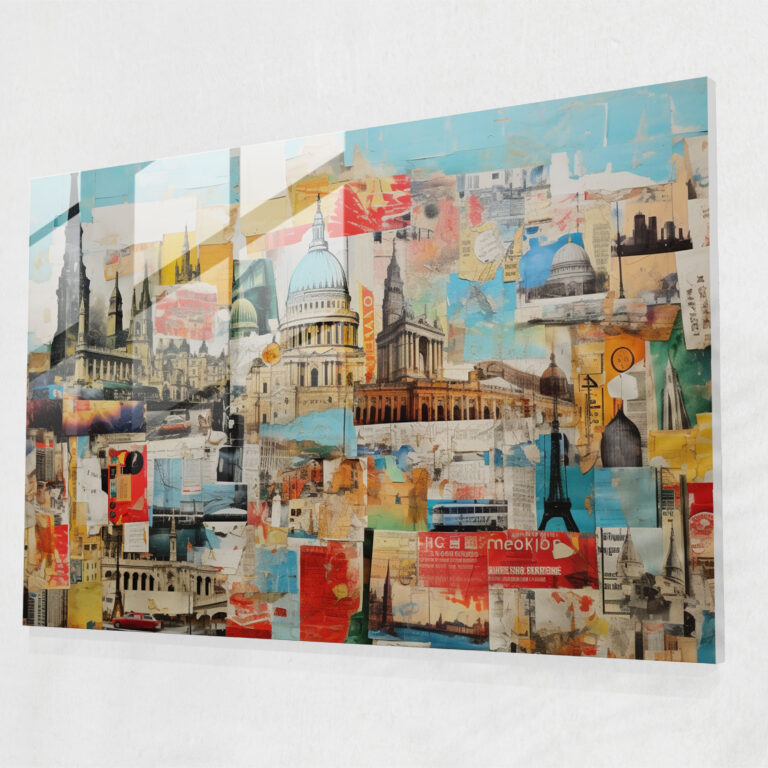 Reise Glas Kunst - Reise Mixed Media Collage Glas Wandkunst