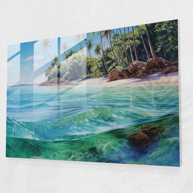 Moderne Kunst auf Reisen - Reisen Wohnkultur Glaswandkunst realistisches Acrylgemälde.