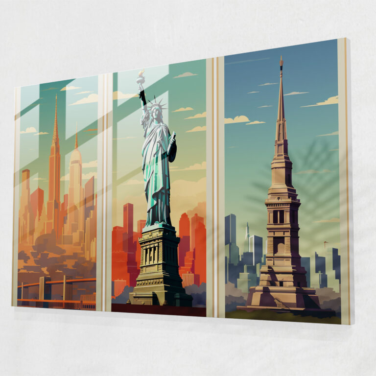 Reise-Glasbild - Reise Vintage Werbung Retro Moderne Kunst