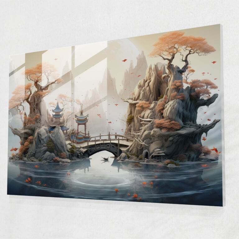 Fantasy Zen Garten Glas Kunst - Der Zen Garten Ätherisch Glasbild