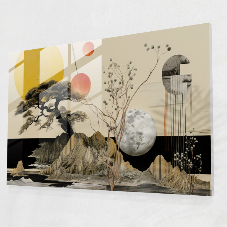 Glasbild Zen Garden Collage - Zen-Garten Glasbild moderne Kunst Wohnkultur.