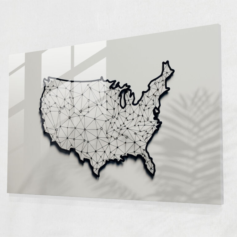 Glasbild Vereinigte Staaten von Amerika - Landkarte der Vereinigten Staaten von Amerika Elegant Glas Wandkunst