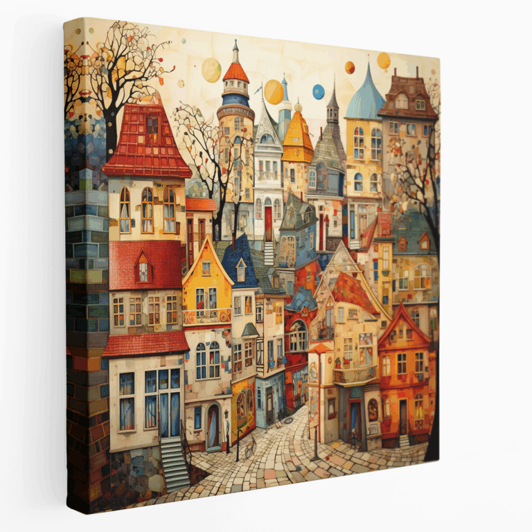 Lebhaftes Dorf im viktorianischen Stil Leinwandbild