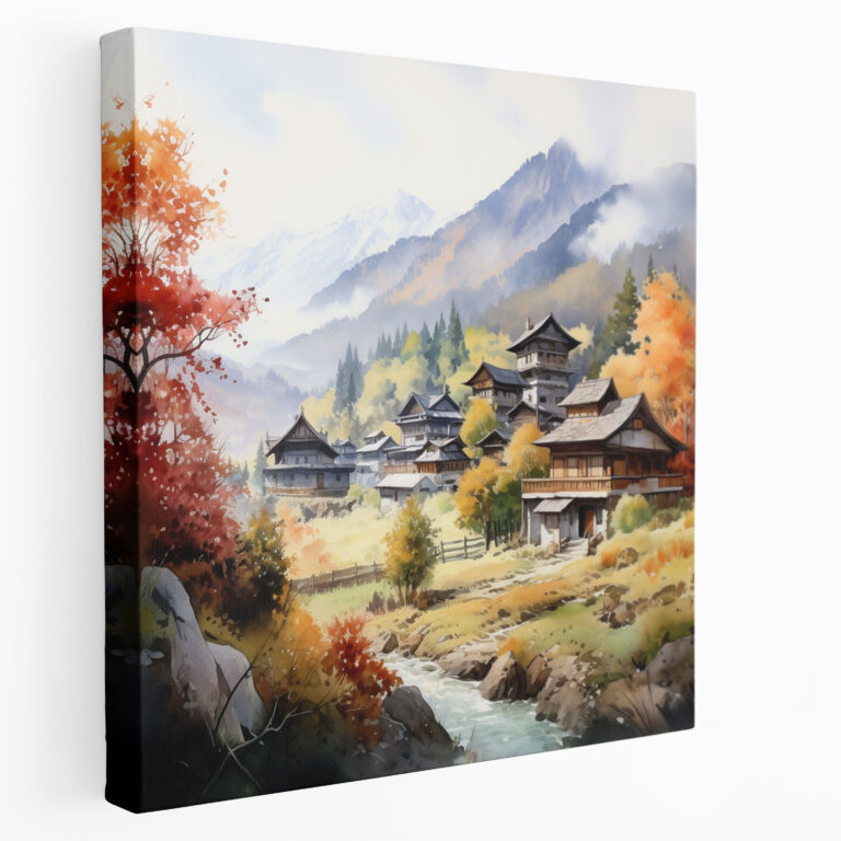 Leinwandbild Dorfidylle - Dorf Leinwand Wandkunst Leinwand Dorfidylle
