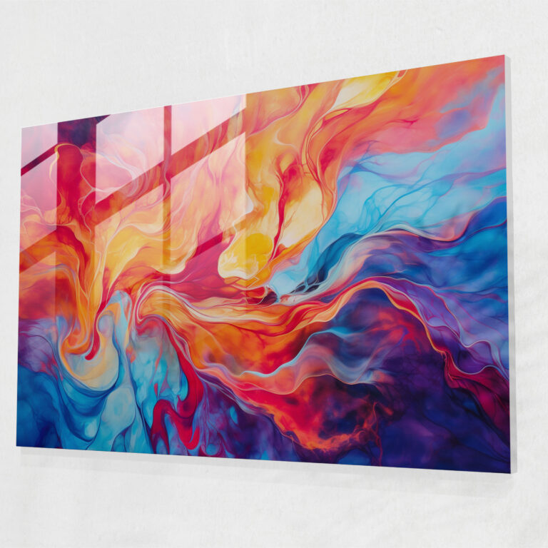 Glasbild Vulkan - Moderner Kunst Wohnkultur Abstrakte Acrylmalerei
