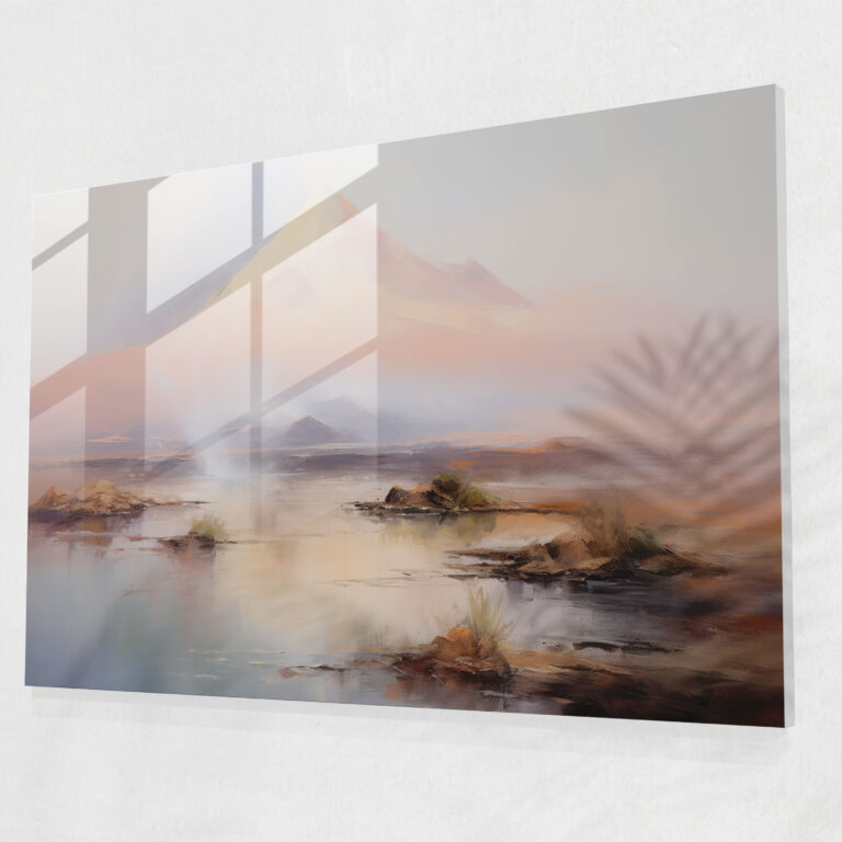 Vulkan Glasbild - Wanddekoration zarte Farben impressionistisches Gemälde