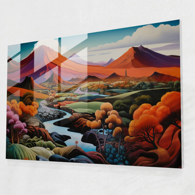 Abstraktes Glasbild Vulkan - Leinwandbild Vibrante Farben Glas Kunst