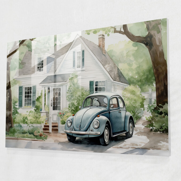 Volkswagen Beetle Glasbild - Volkswagen Beetle Wohn Dekoration Wand Dekoration Moderne Kunst