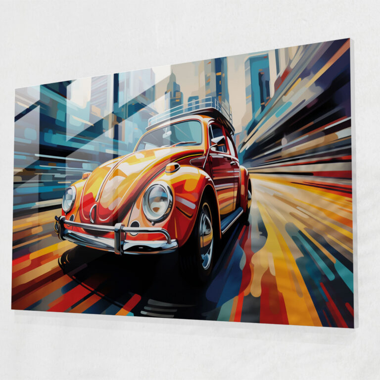 Moderne Volkswagen Käfer Glasbild - Volkswagen Käfer Modern Wanddekoration Lebendig.