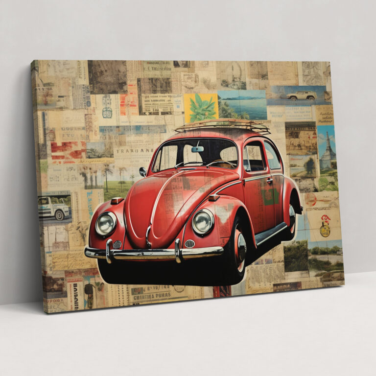 Volkswagen Beetle Wandkunst - Leinwandbild Collage Kunstwerk