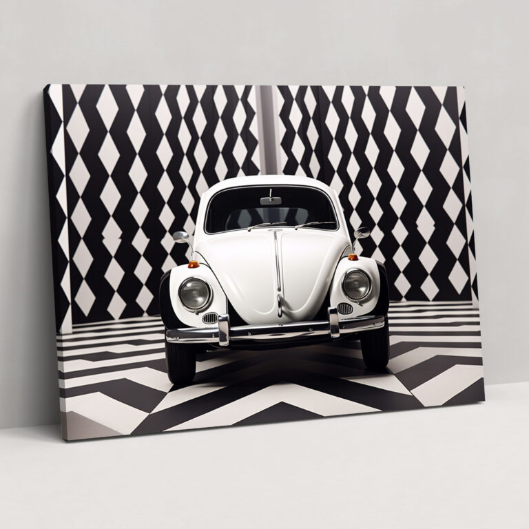 Geometrisches Volkswagen Käfer Leinwandbild - Volkswagen Käfer Wandkunst Zuhause Dekoration