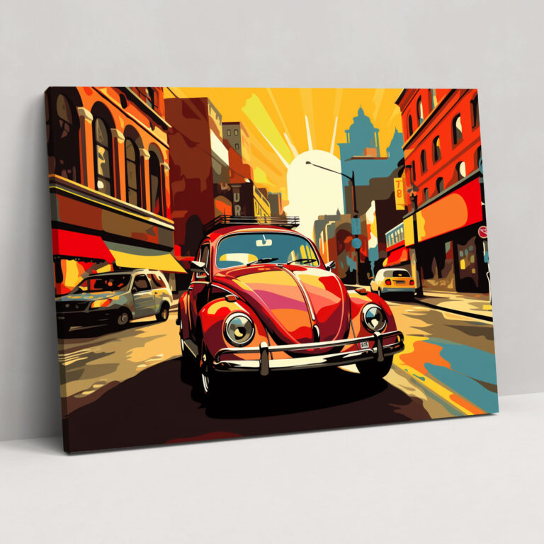 Volkswagen Käfer Leinwandbild - Retro Pop Art Wanddekoration