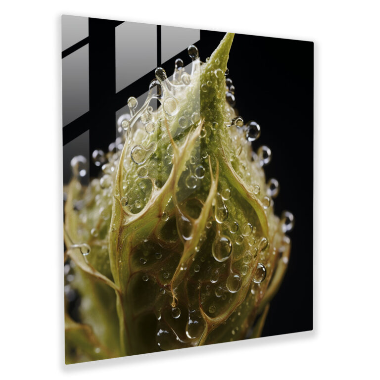 Detailreiches Blüten-Schönheitsglasbild - Gras Intrikate Texturen Nahaufnahme Glaskunst.
