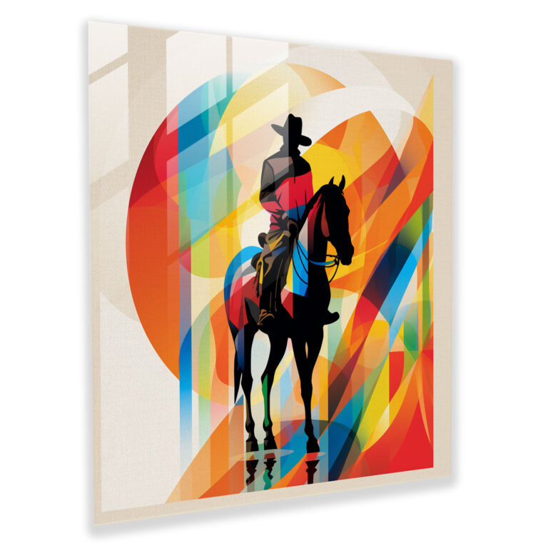 Moderne Geometrie Glasbild - Cowboy Silhouette