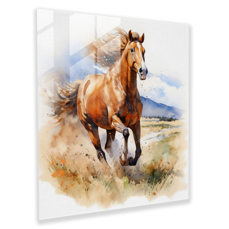 Eleganz Flüsterndes Glasbild - Das majestätisch galoppierende Pferd Glas Wandkunst