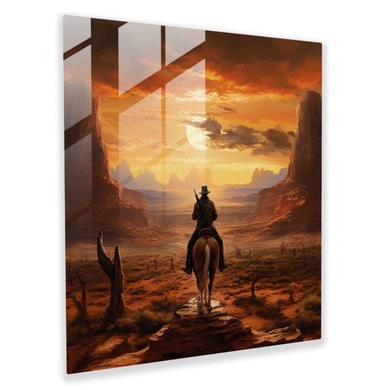 Verzauberndes Cowboy-Glasbild - Spiegelung der westlichen Wildnis.