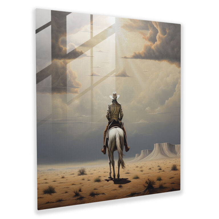 Elegantes Renaissance Cowboy Glasbild Wanddekoration