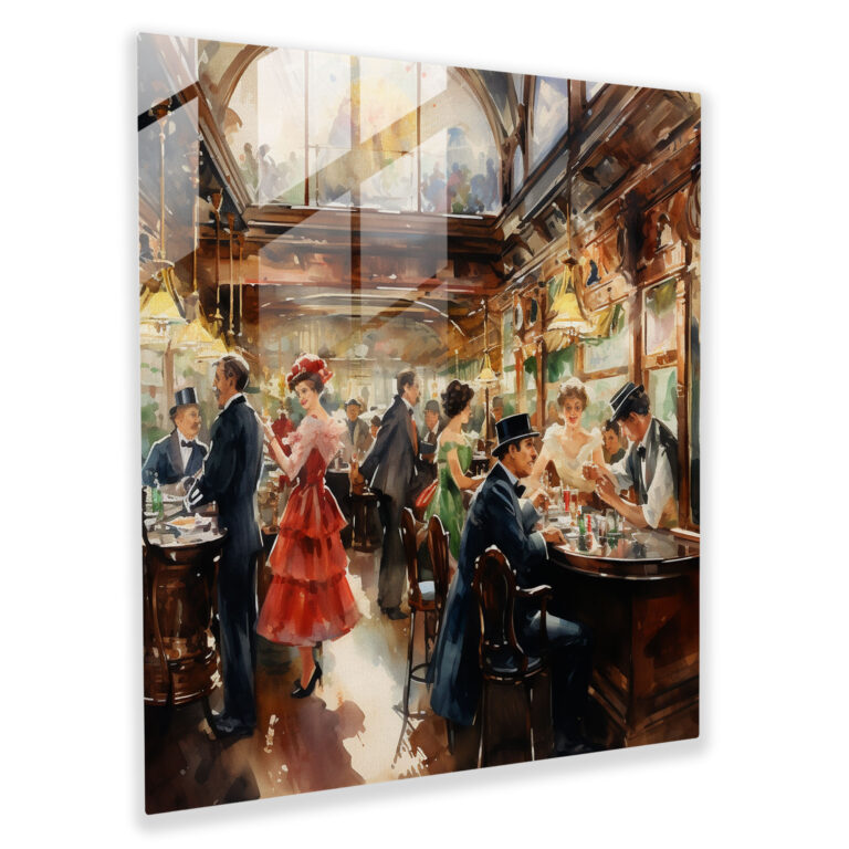 Lebendiges Impressionisten Saloon Glas Wandkunst Dekoration