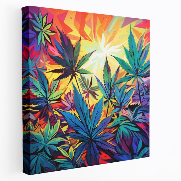 Weed Leinwandbild - Bunte Collage - Inspiriert von Pop Art Wanddekoration Leinwandbild