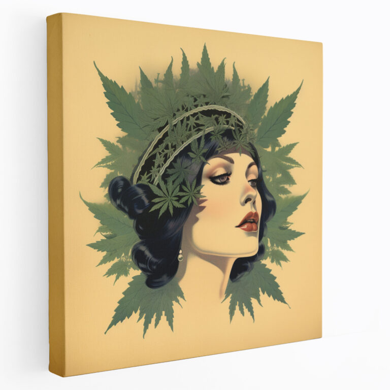Weed Wanddekoration - Art-Déco-Schönheit - Cannabisblatt Art-Déco-Stil Vintage-Posterdesign