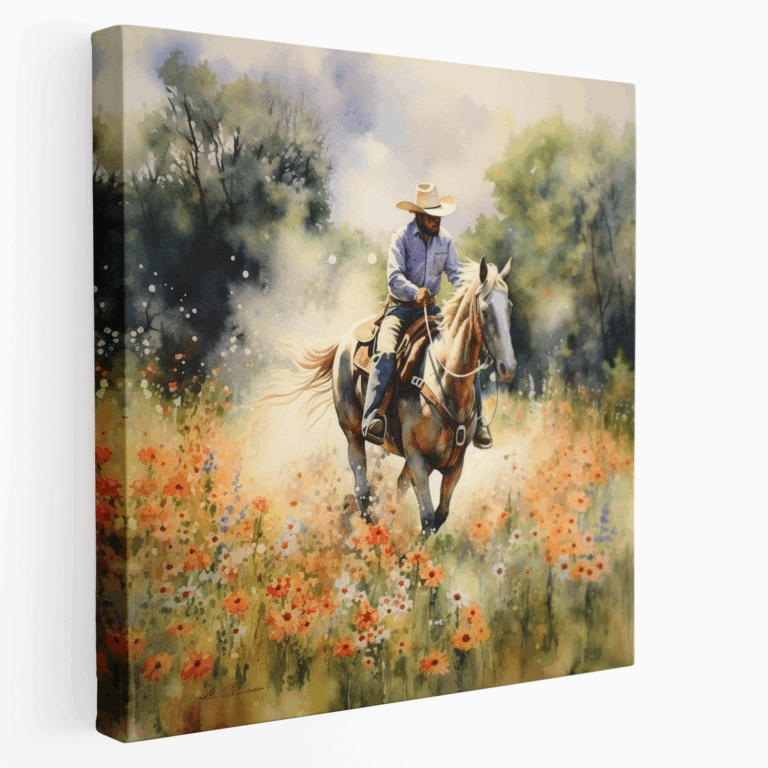 Wildblumen Cowboy Leinwandbild