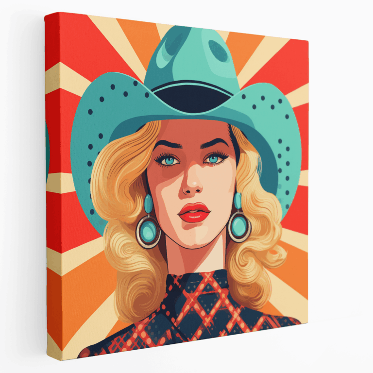 Leinwandbild im Retro Cowgirl Pop Art Stil
