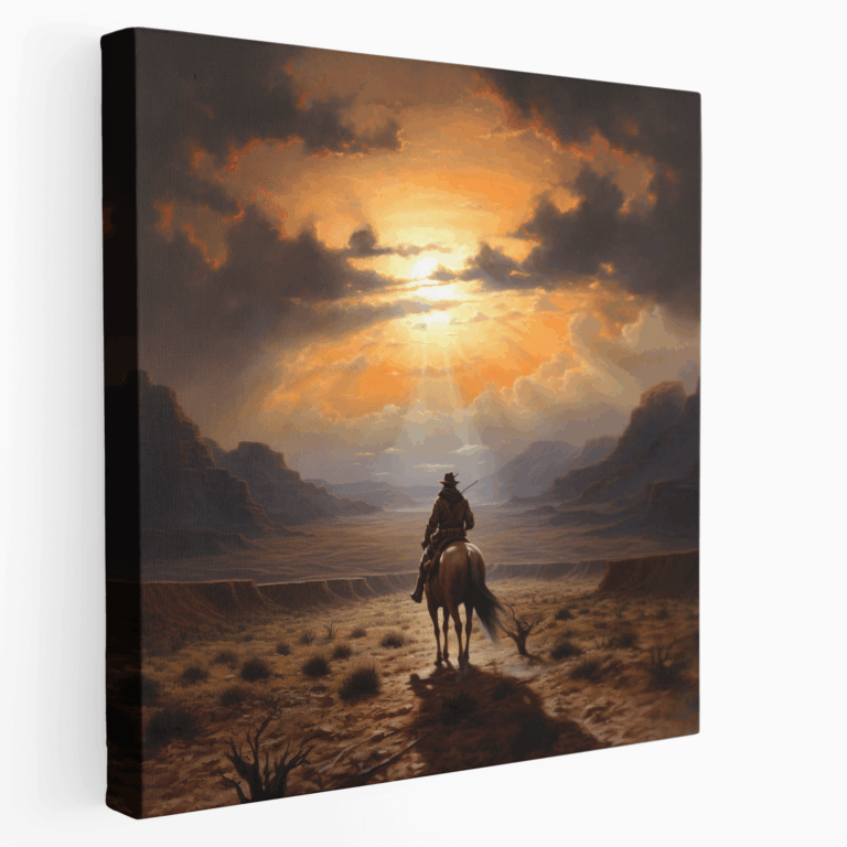 Leinwandbild Sunset Cowboy