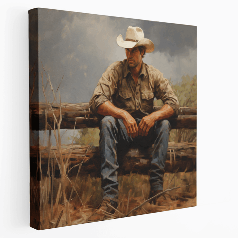 Leinwandbild Rustikaler Cowboyzaun