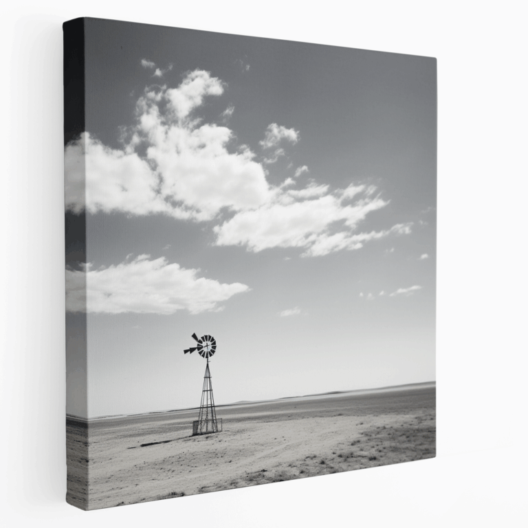 Windmühle in Schwarz-Weiß Leinwandbild