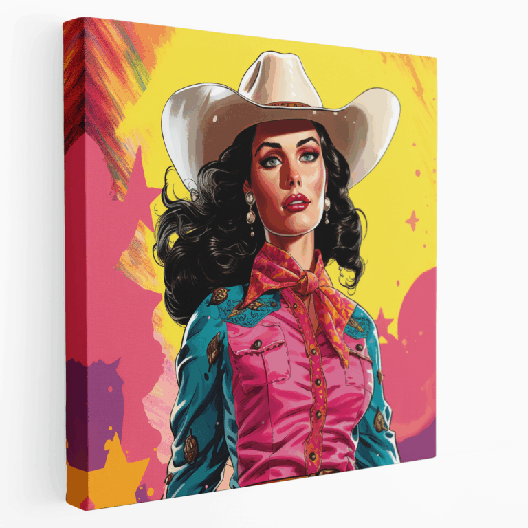 Buntes Cowgirl Leinwandbild