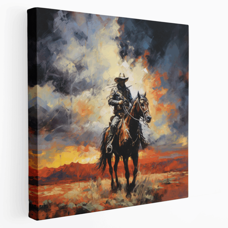 Sturmhafter Cowboy Leinwandbild