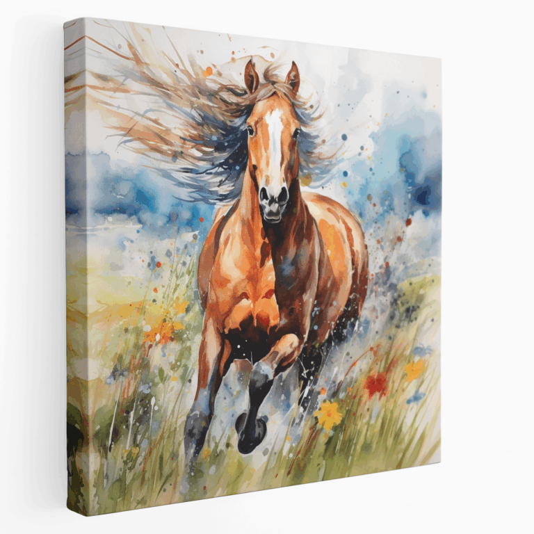 Wildes Mustang Wasserfarben Leinwandbild