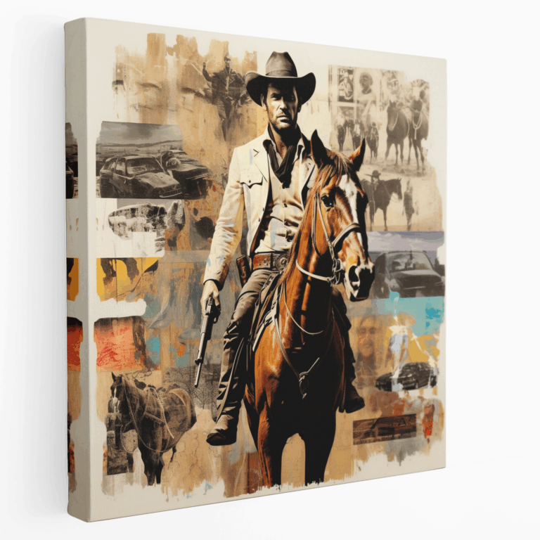 Legenden des Wilden Westens Leinwandbild in Mixed-Media-Technik