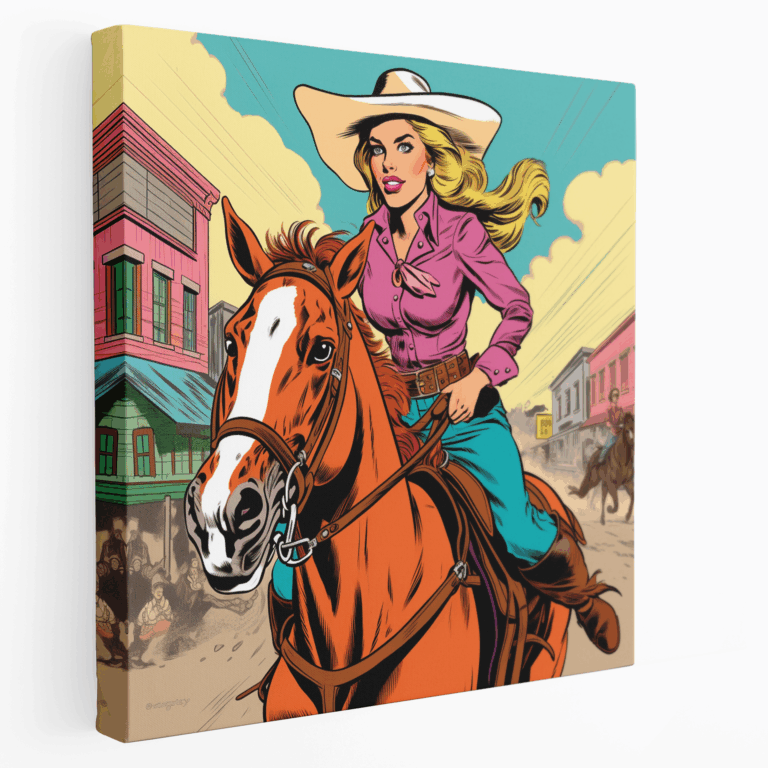 Comic Cowgirl Leinwandbild