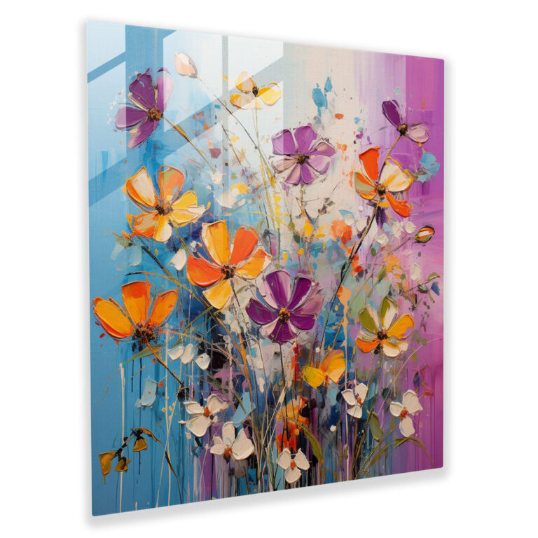 Wildblumen-Symphonie Glaswandkunst Wildblumen Wohnkultur abstraktes Gemälde Glaskunst