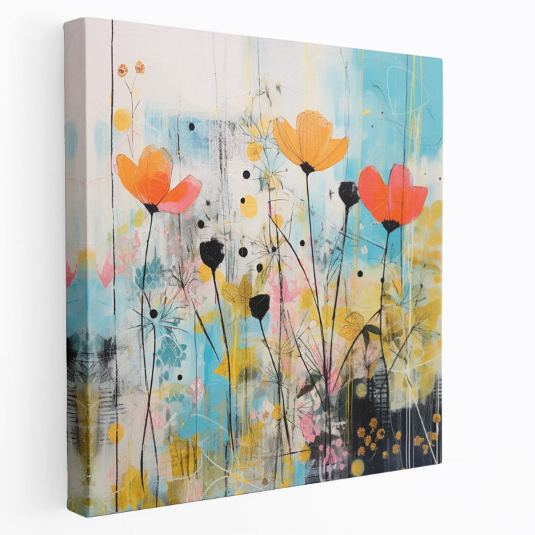Wildblumen Leinwandbild - Wildblumen Leinwandbild Abstrakte Formen Wanddekoration