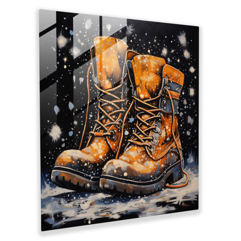 Winter Chic Glasbild - Winter Moderne Kunst Wohndekoration Schneeflocken