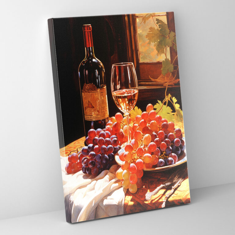 Wein Leinwandbild - Stillleben mit Weinflasche Wandkunst - Wein Stillleben mit Weinflasche Wandkunst Wohnkultur