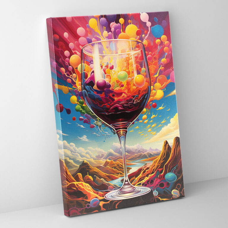 Wein Leinwandbild - Surreale Weinglas - Wein Hochwertiges Leinwandbild Wohnkultur Surreales Weinglas Wandkunst
