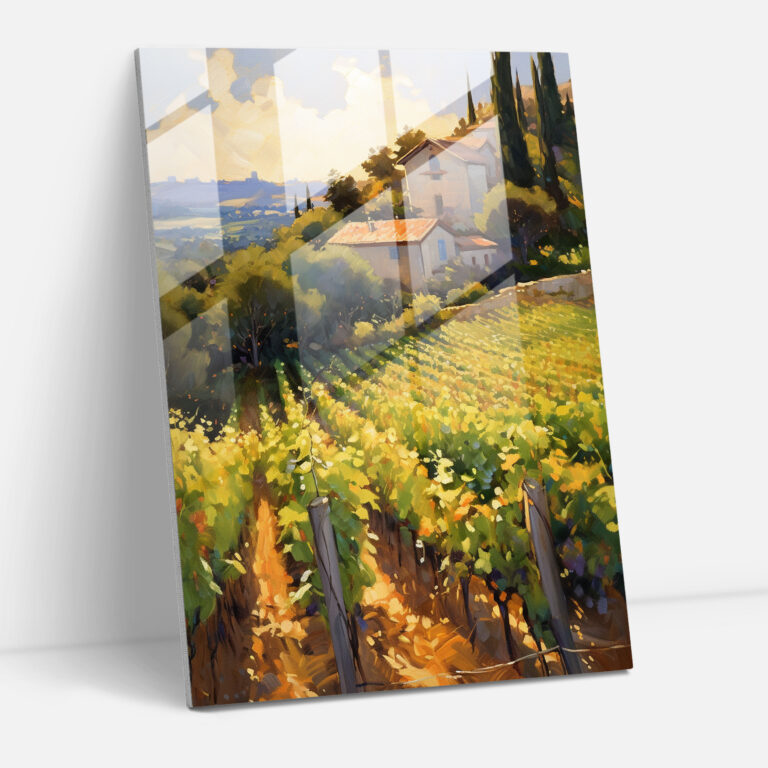 Glasbild Weinbergidylle - Wein Wohn-Deko Glasbild
