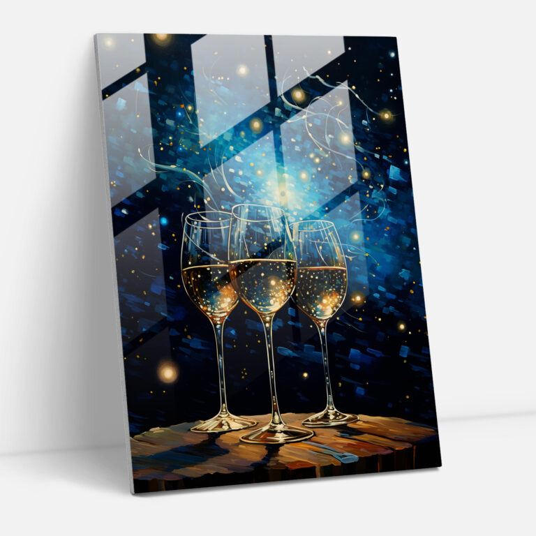 Glasbild Sternenhimmel Weingläser - Wein Wohnkultur surreale Kunstwerke moderne Kunst