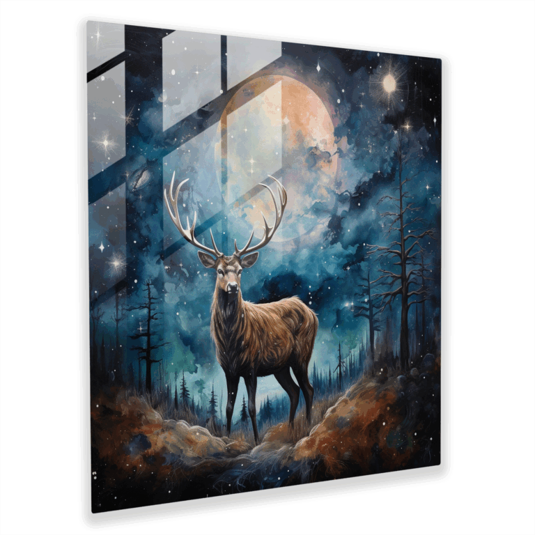 Bezauberndes Glasbild – Sternenhimmel-Wildtiere-Konstellation