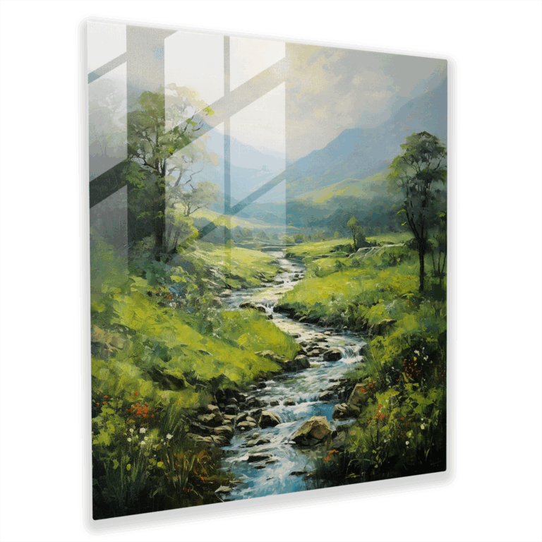 Glasbild eines impressionistischen Landschaftsbildes - Wanddekoration mit Wildtieren