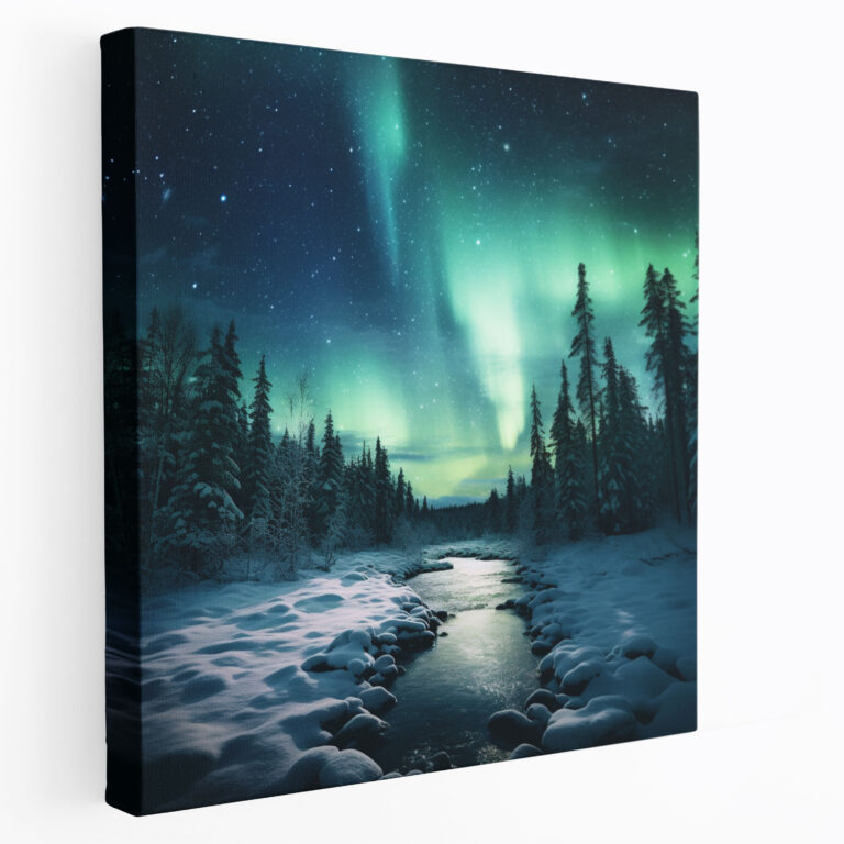 Winter Aurora Leinwandbild - Winter Leinwand Aurora
